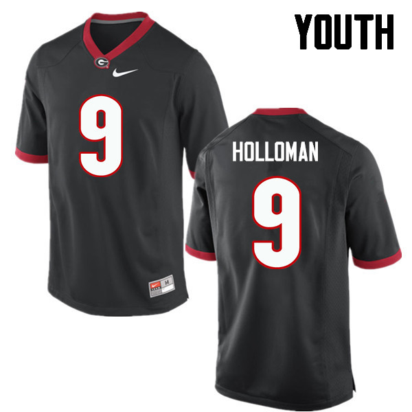 Youth Georgia Bulldogs #9 Jeremiah Holloman College Football Jerseys-Black